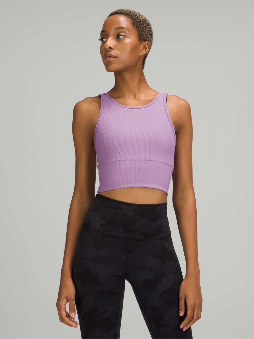 Lululemon power pivot tank top ribbed wisteria purple